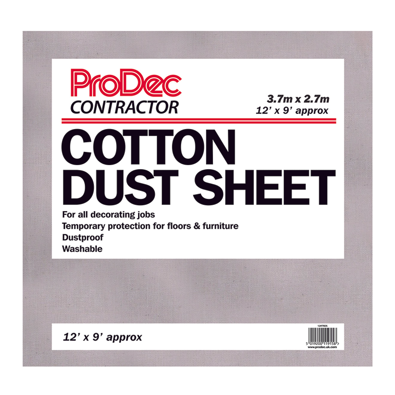 Prodec Contractor Cotton Dust Sheet 12' x 9'